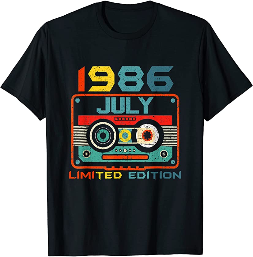 Vintage July 1986 Cassette Tape 34Th Birthday Decorations T-Shirt