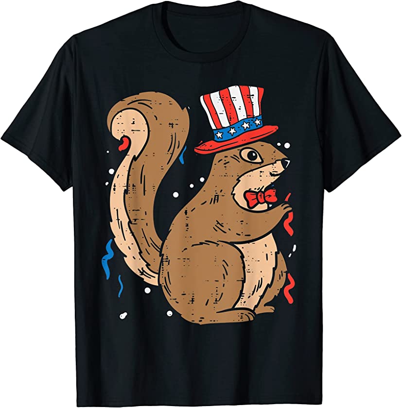 Squirrel American Flag USA 4th Of July Fourth Patriot Animal T-Shirt