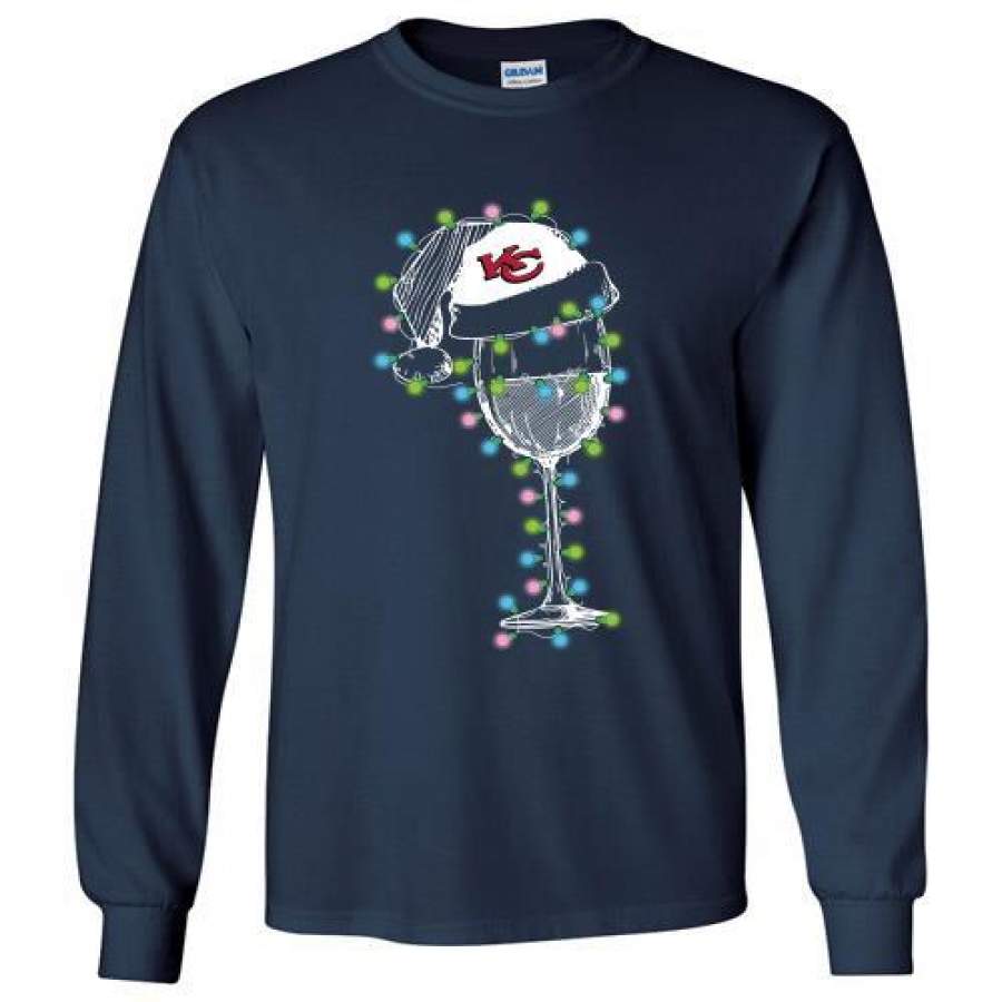 Kansas City Chiefs wine glass light christmas Long Shirt