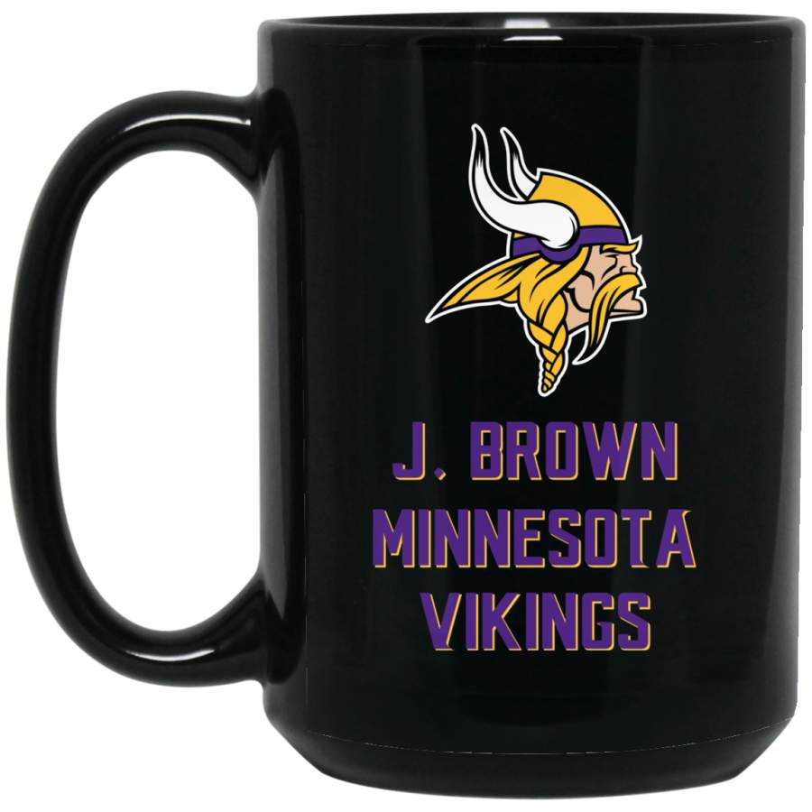 Minnesota Vikings Logo Purple-Yellow J Brown BM15OZ 15 oz. Black Mug