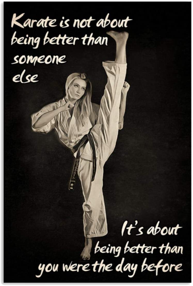 Vintage Female Karate It’S Not About Being Better Someone Better Than Yesterday Poster Art Print      Home Decor Gift For Men Women Family Friend On Birthday Xmas