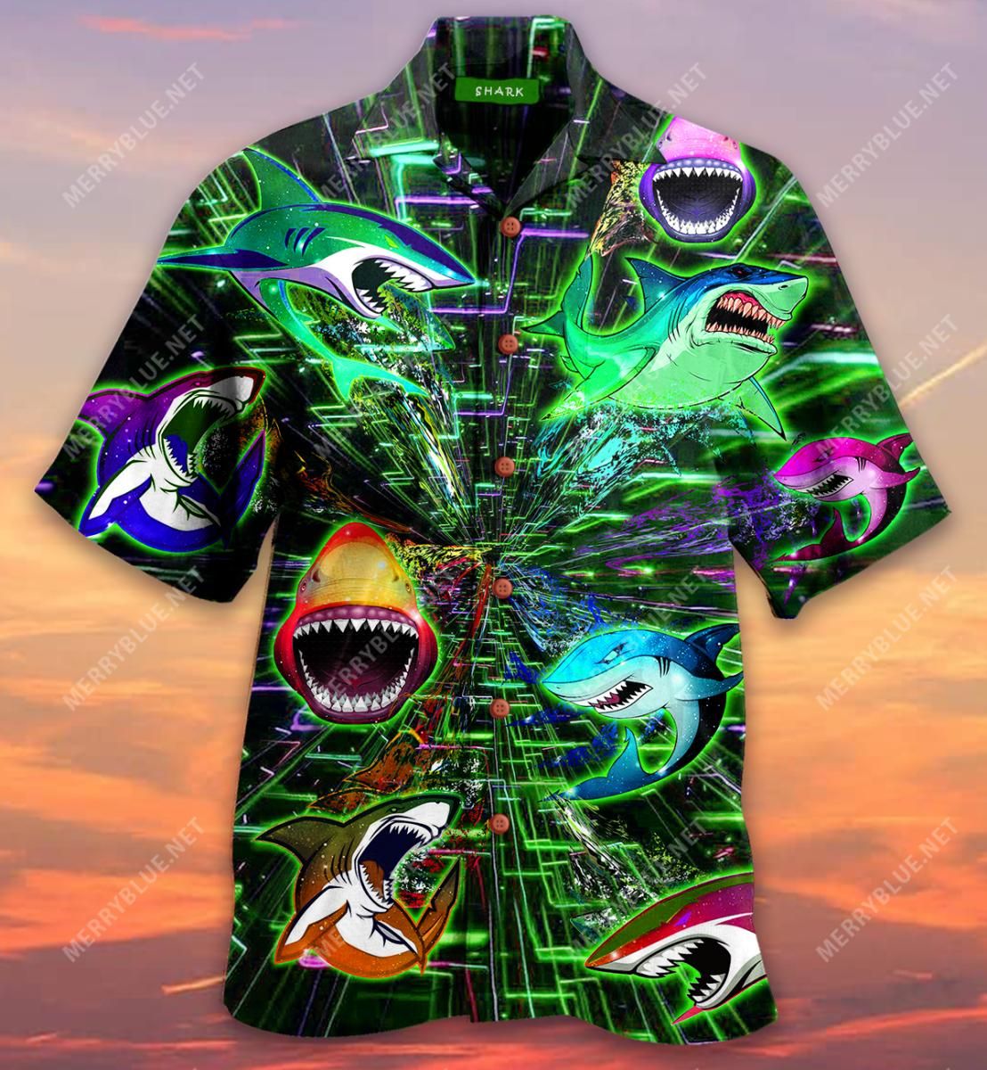 Space Shark Evolution Aloha Hawaiian Shirt Colorful Short Sleeve Summer Beach Casual Shirt For Men And Women