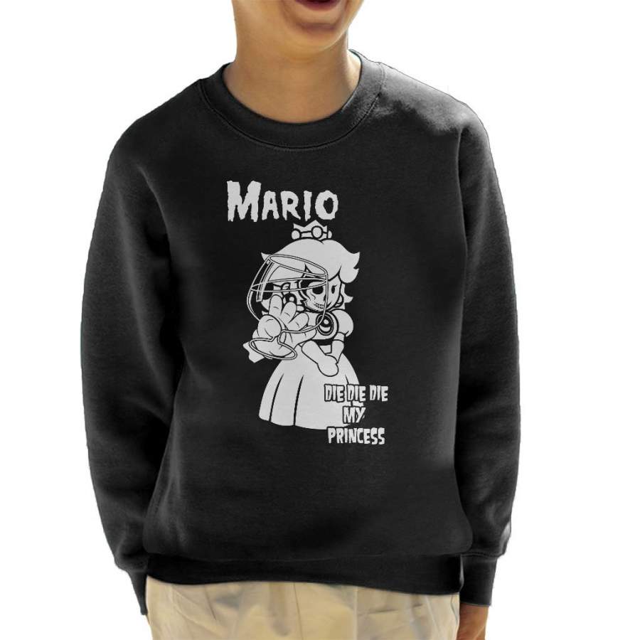 Super Mario Album Artwork Parody Die Die My Princess Kid’s Sweatshirt