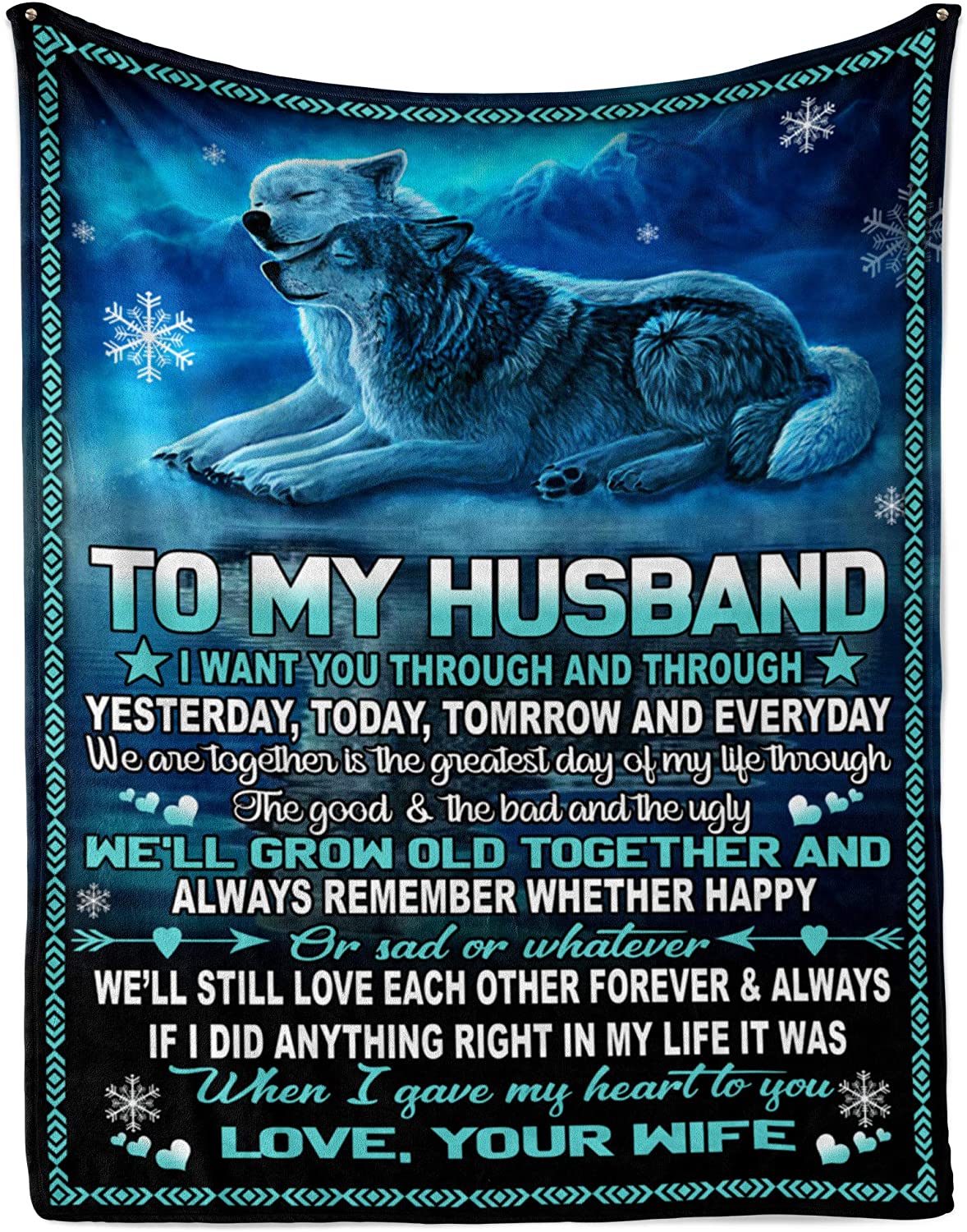 Wolf To My Husband,When I Gave My Herat To You,Fleece Blanket,Gift For Husband Home Decor Bedding Couch Sofa Soft And Comfy Cozy