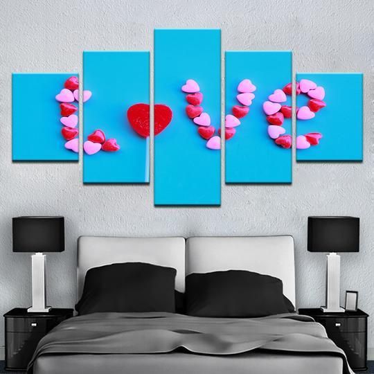 Love Candy Hearts Abstract Canvas Wall Art