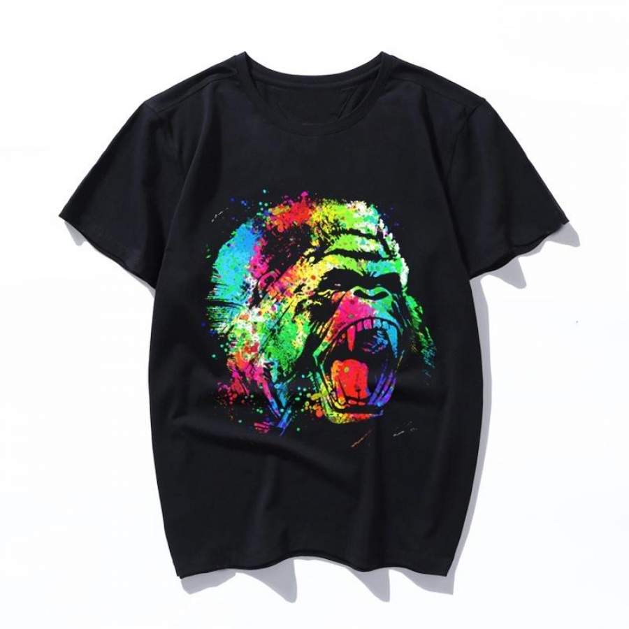 technicolor gorilla Women 2019 Summer Camiseta Mujer Aesthetic Ulzzang Print Tops Harajuku Men T Shirt Casual Vogue Kawaii Streetwear