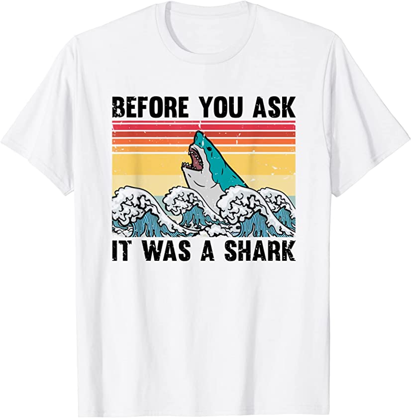 Vintage Ironically Asking Amputees Shark Illustration Puns T-Shirt