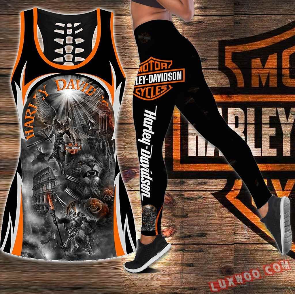 Combo Harley Davidson New Hollow Tanktop Legging Set Outfit S1062