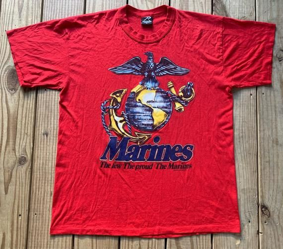 Vintage 90S Marines The Few The Proud The Marines Red Shirtarge Shirt