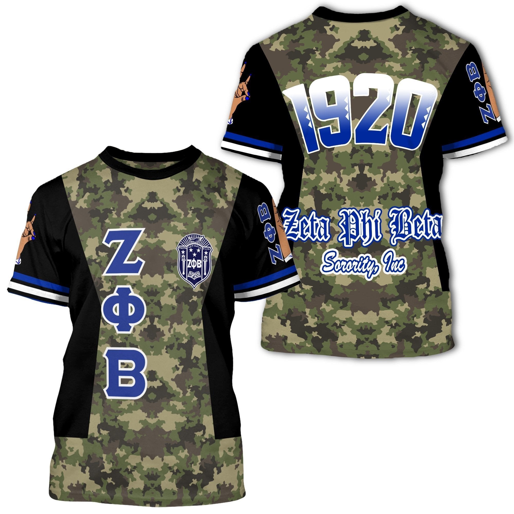 Sorority Tshirt – Zeta Phi Beta Sorority Camouflage Tshirt