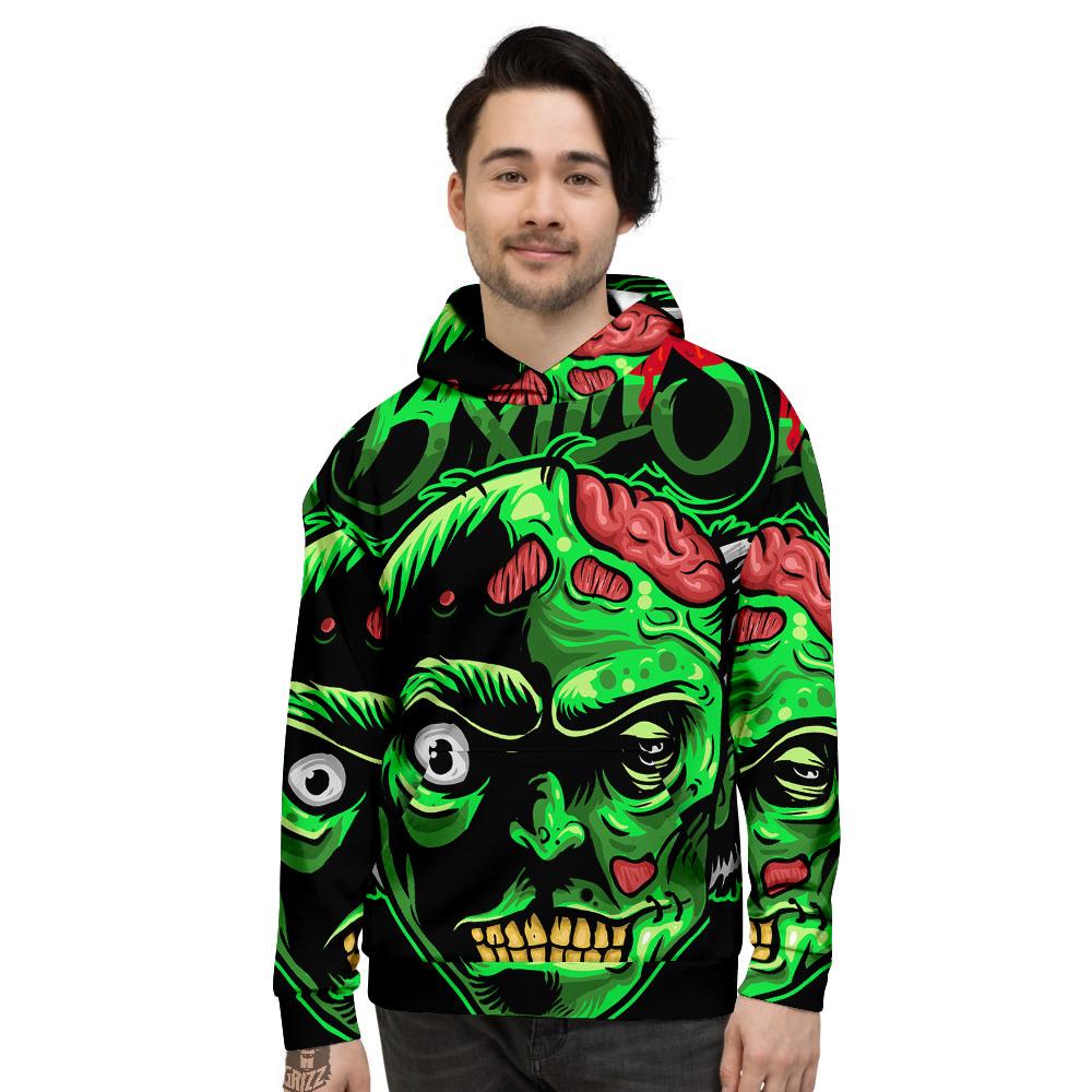 Zombie Brain Halloween Print Men’S Hoodie