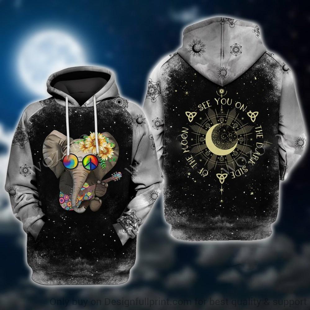 Gift For Hippie Hippie See You On The Dark Side Of The Moon Elephant Unisex Hoodie Ch