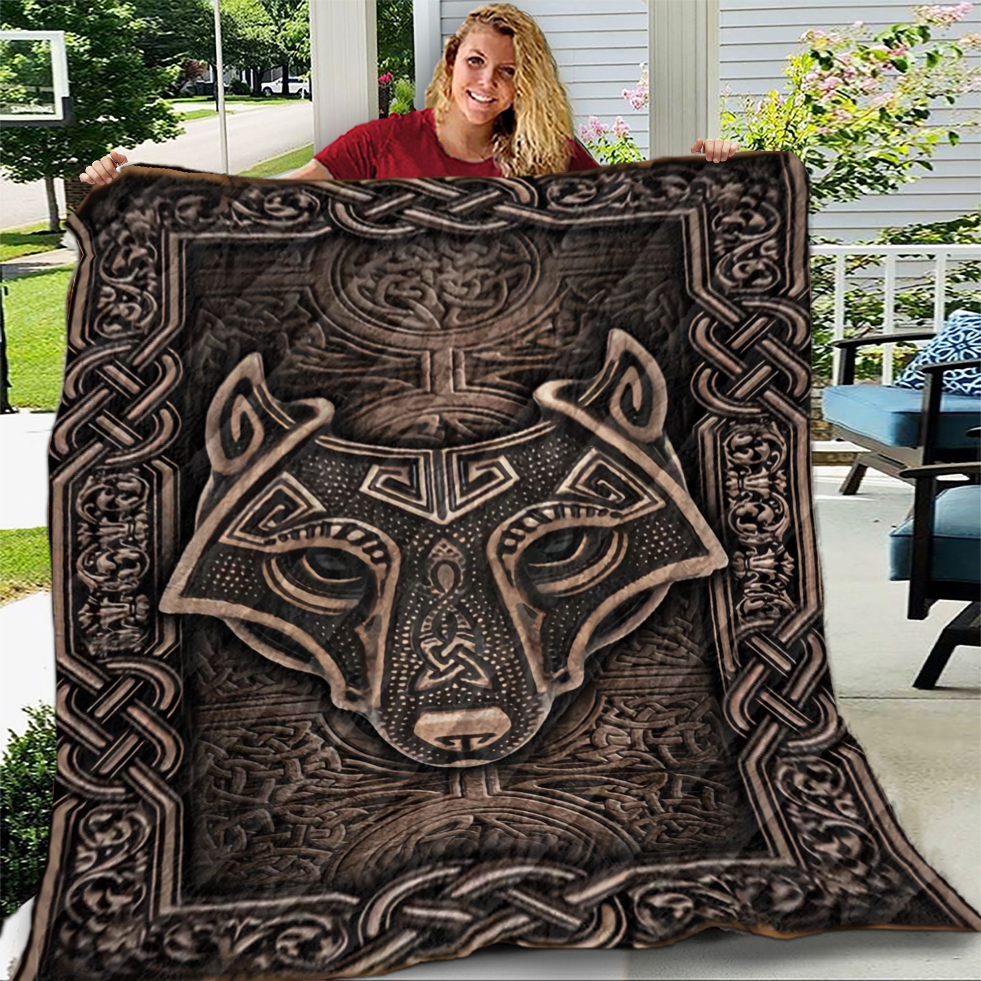 Wolf Viking Animal Quilt Blanket