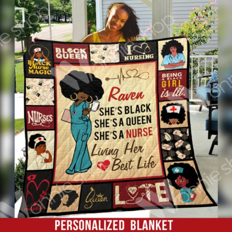 Personalized Black Nurse Blanket OCT2502 85O34