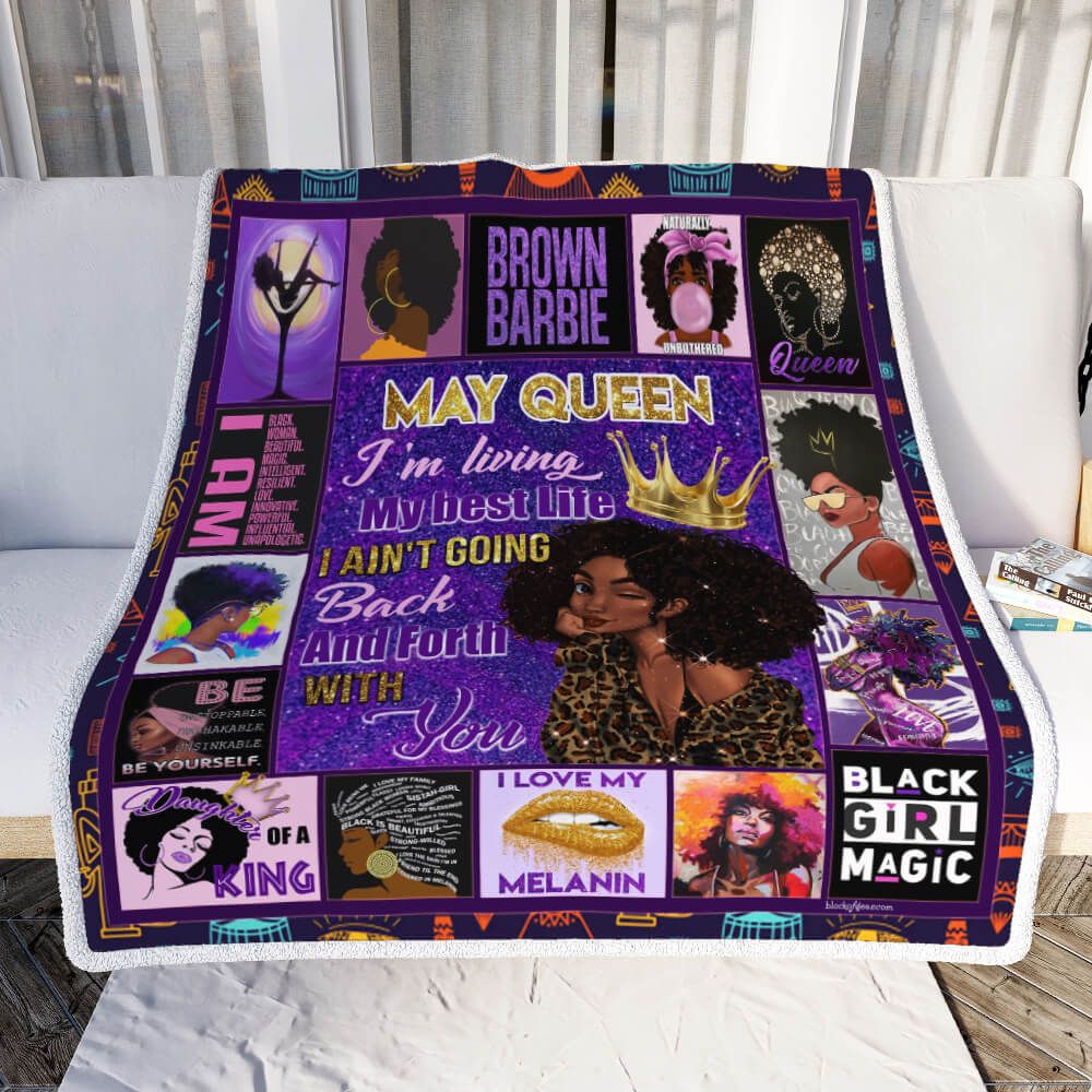 May Girl Black Queen Sofa Throw Blanket