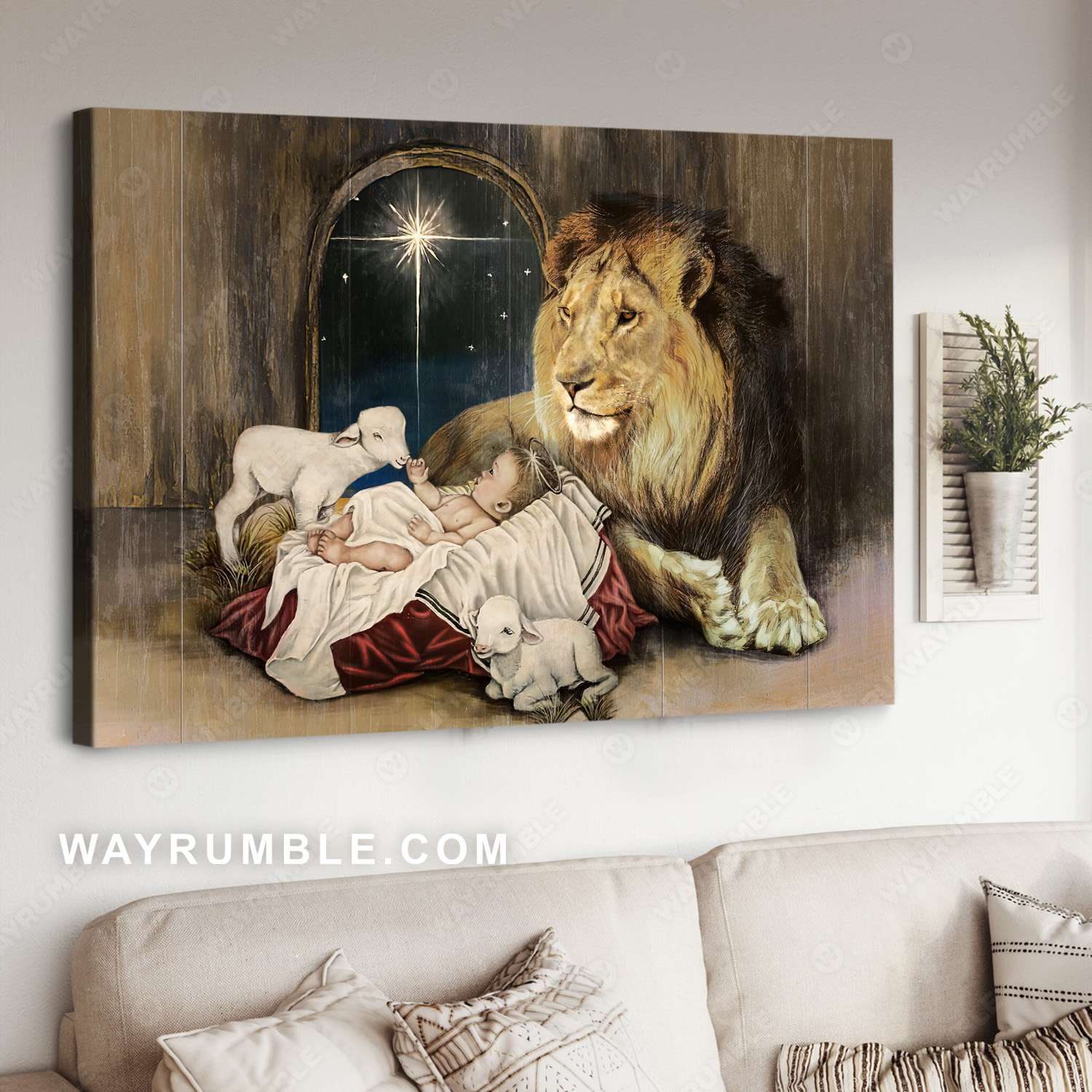 The Lion Of Judah, The Lamb Of God, Christ Child – Jesus Landscape Canvas Prints, Christian Wall Art