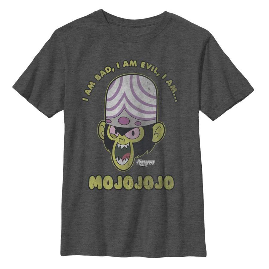 The Powerpuff Girls Boy’s Evil Mojojojo Monkey  T Shirt Charcoal Heather S