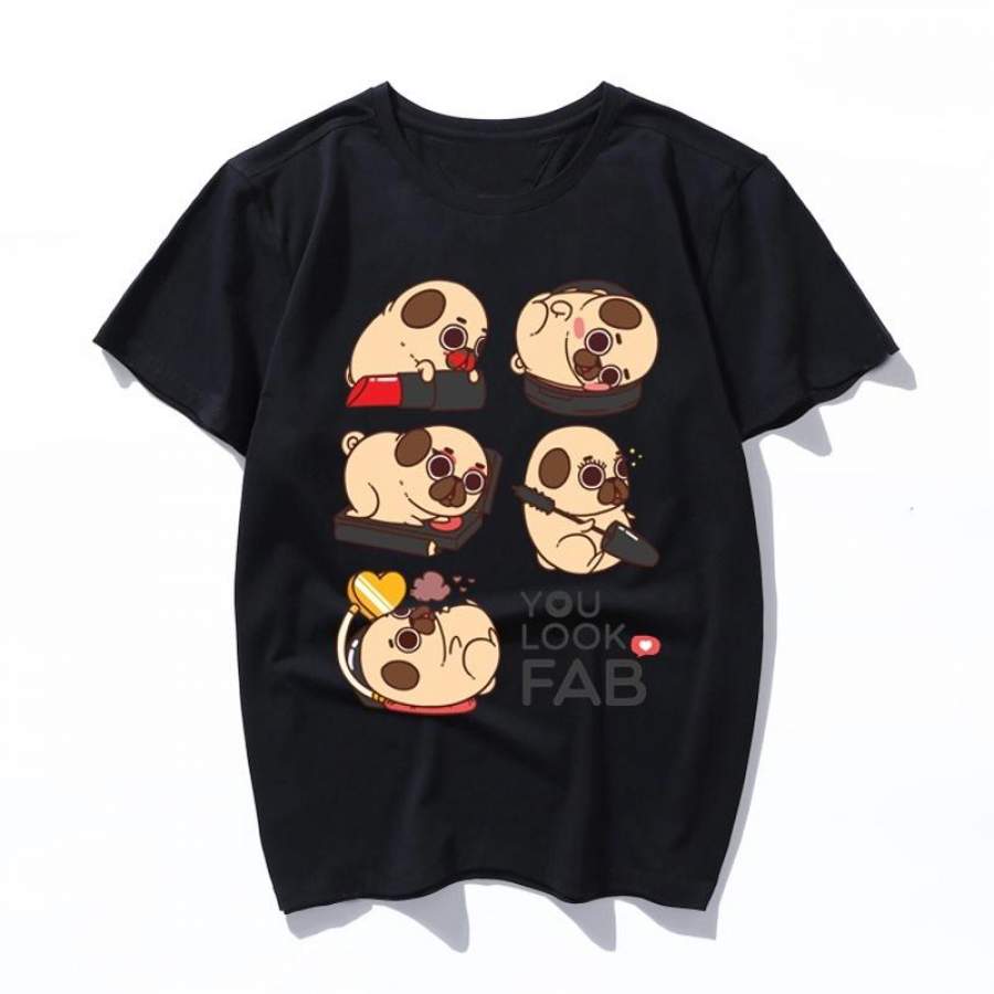 puglie you look fab 90s Fashion T Shirt Women Kawaii Print Short Sleeve O-neck men T-shirt Vintage Vogue Ullzang TShirt Harajuku Top Tees Female