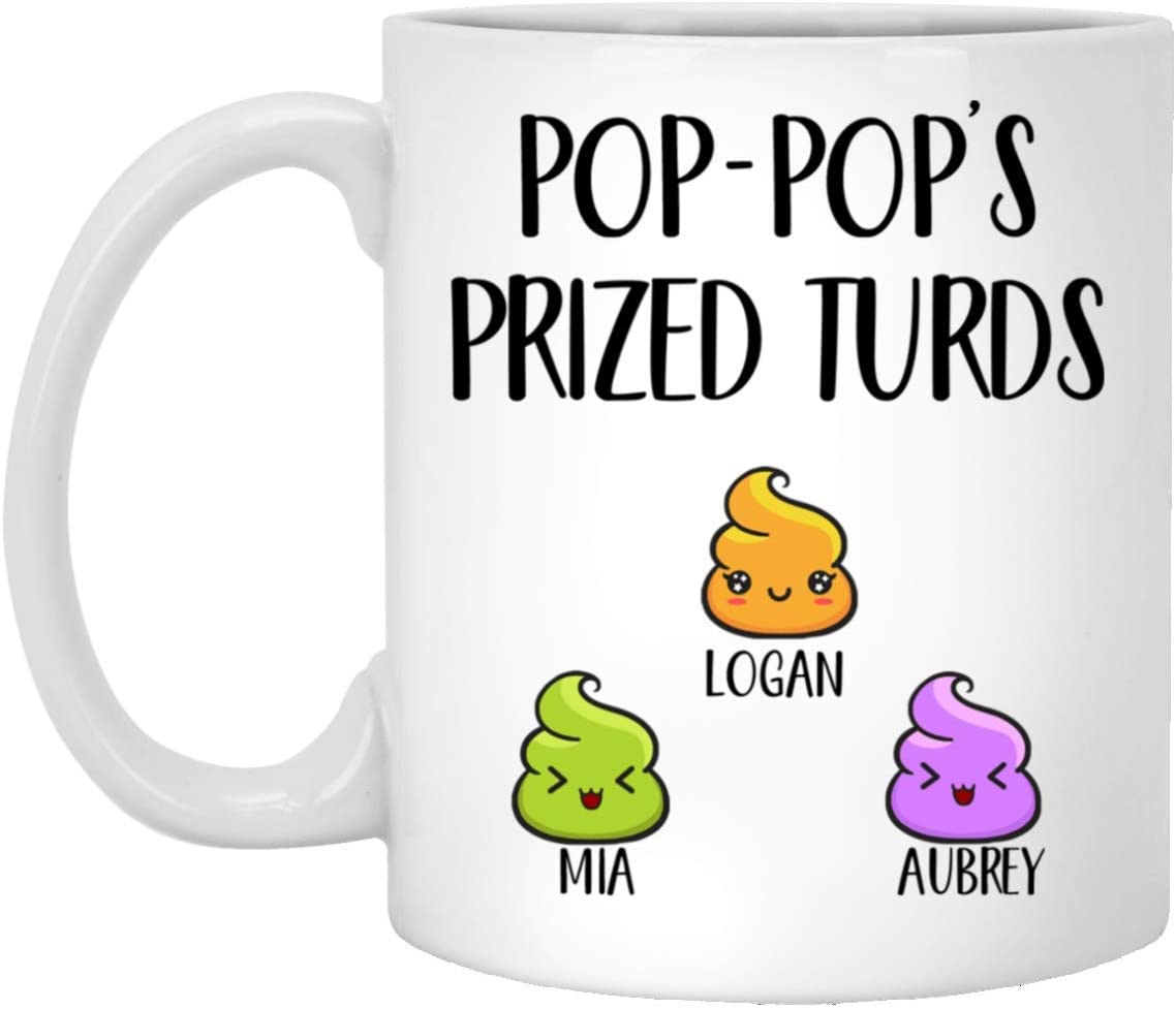 Personalized Pop-Pop’S Favorite Turd Mug Funny Father’S Day Customized Mug Grandpa Funny Poop Gift Turd Gift For Pop-Pop’S Birthday Favorite Grandkid Mug – Gift For Funny Dad – 11Oz Coffee Mug 11Oz