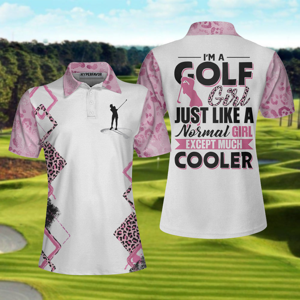 Golf Girls Are Cooler Leopard Pattern Short Sleeve Women Polo Shirt, Pink Argyle Pattern Golf Shirt For Ladies Coolspod