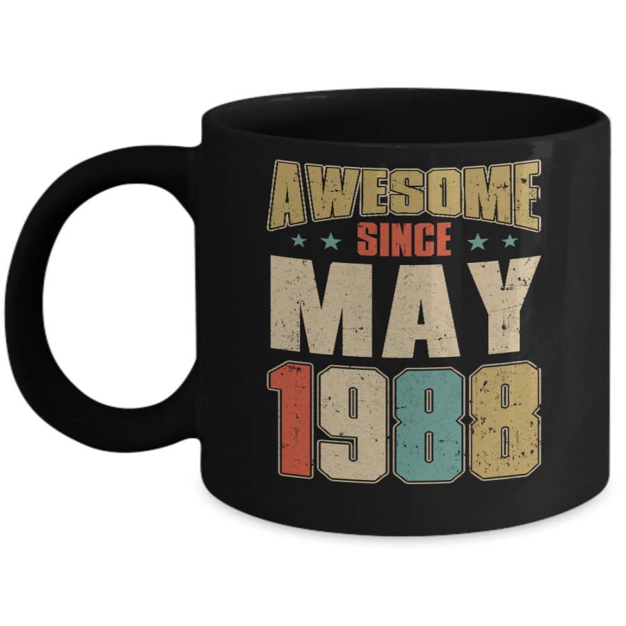 Vintage Retro Awesome Since May 1988 32th Birthday Mug