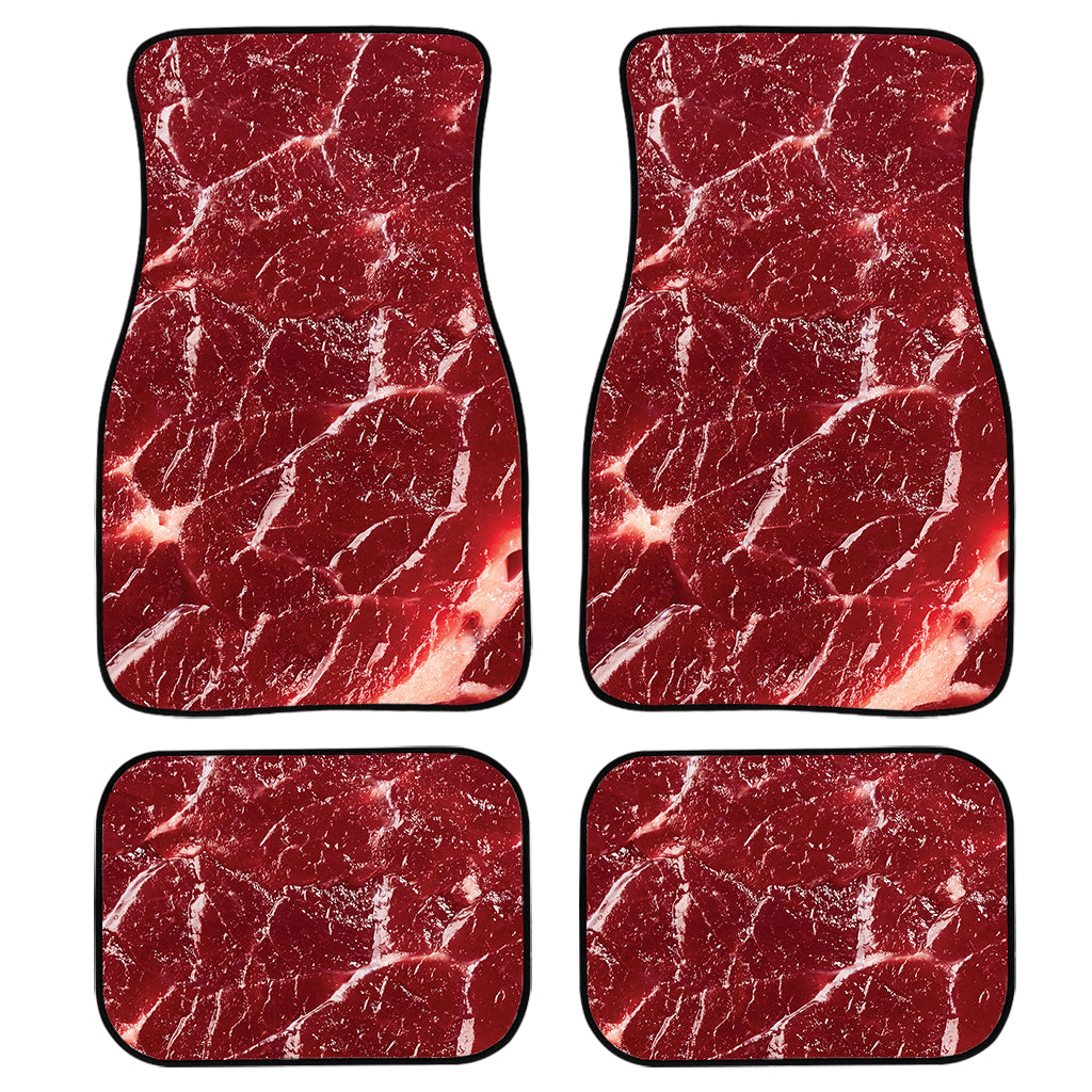 Red Meat Texture Print Front And Back Car Floor Mats, Front Car Mat