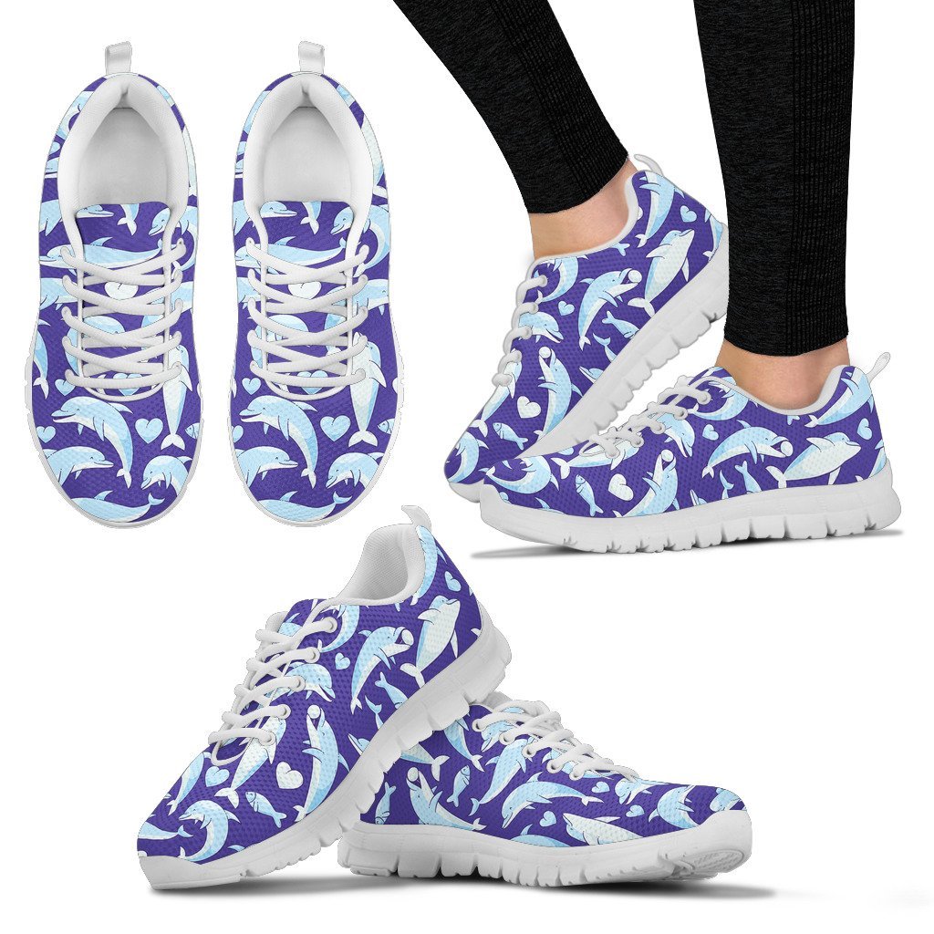 Dolphin Smile Print Pattern Women Sneakers