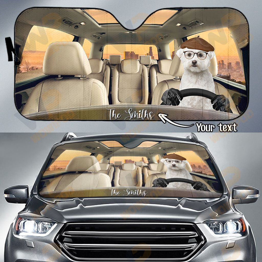 Bichon Frise Family Custom Name Car Sun Shade 10 NDC0196