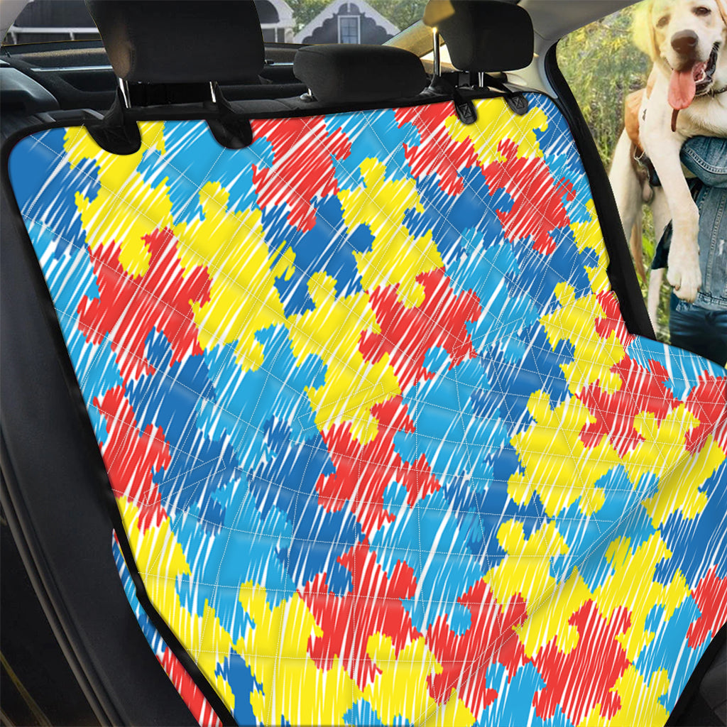 Autism Awareness Drawing Puzzle Print Pet Car Back Seat Cover