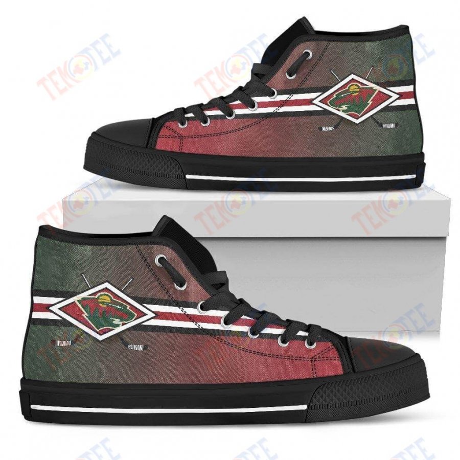 Mens Womens Minnesota Wild High Top Shoes Double Stick Check Shoes TMT361