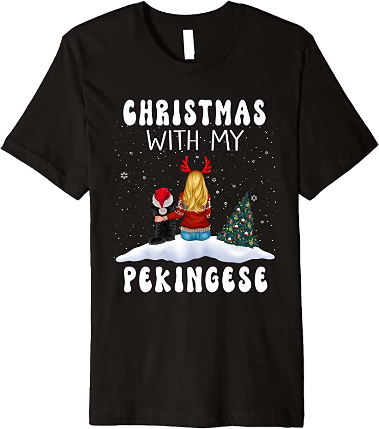 Christmas With My Pekingese Dog Puppy Funny Xmas Premium T-Shirt