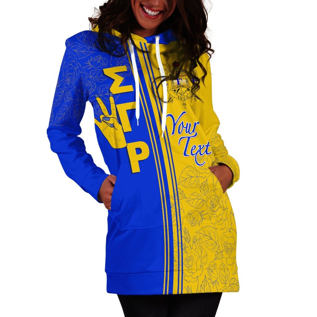 Sorority Dress – Personalized Sigma Gamma Rho Hoodie Dress Rhoyalty Rose Style