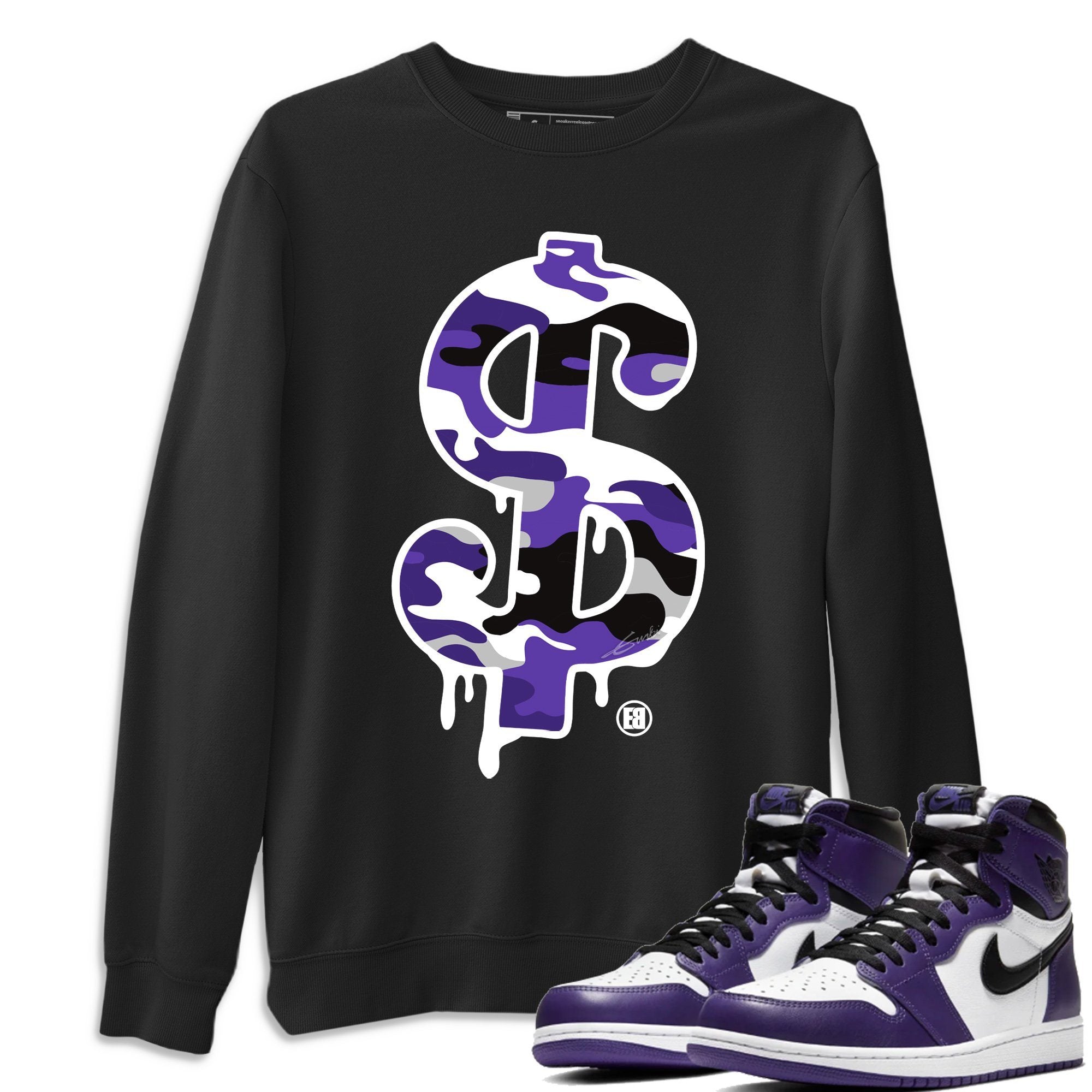 Dollar Camo Sweatshirt – Air Jordan 1 Court Purple T-Shirt