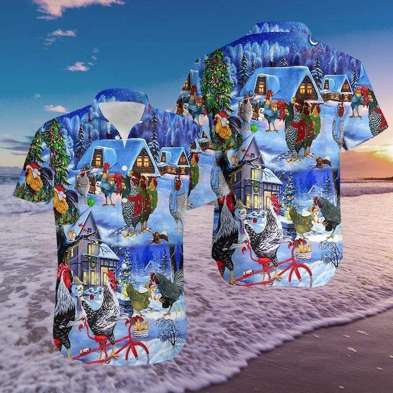 Check Out This Awesome Hawaii Aloha Shirts Chickens On Christmas Ha73881