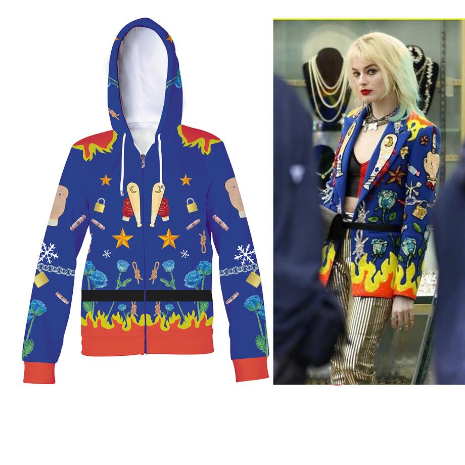 Fashion24Hs - Fleece Sweatshirt - Halloween Movie Raptor Squad Harley Quinn Clown Female Cosplay Unisex Sweatshirt Clothes
