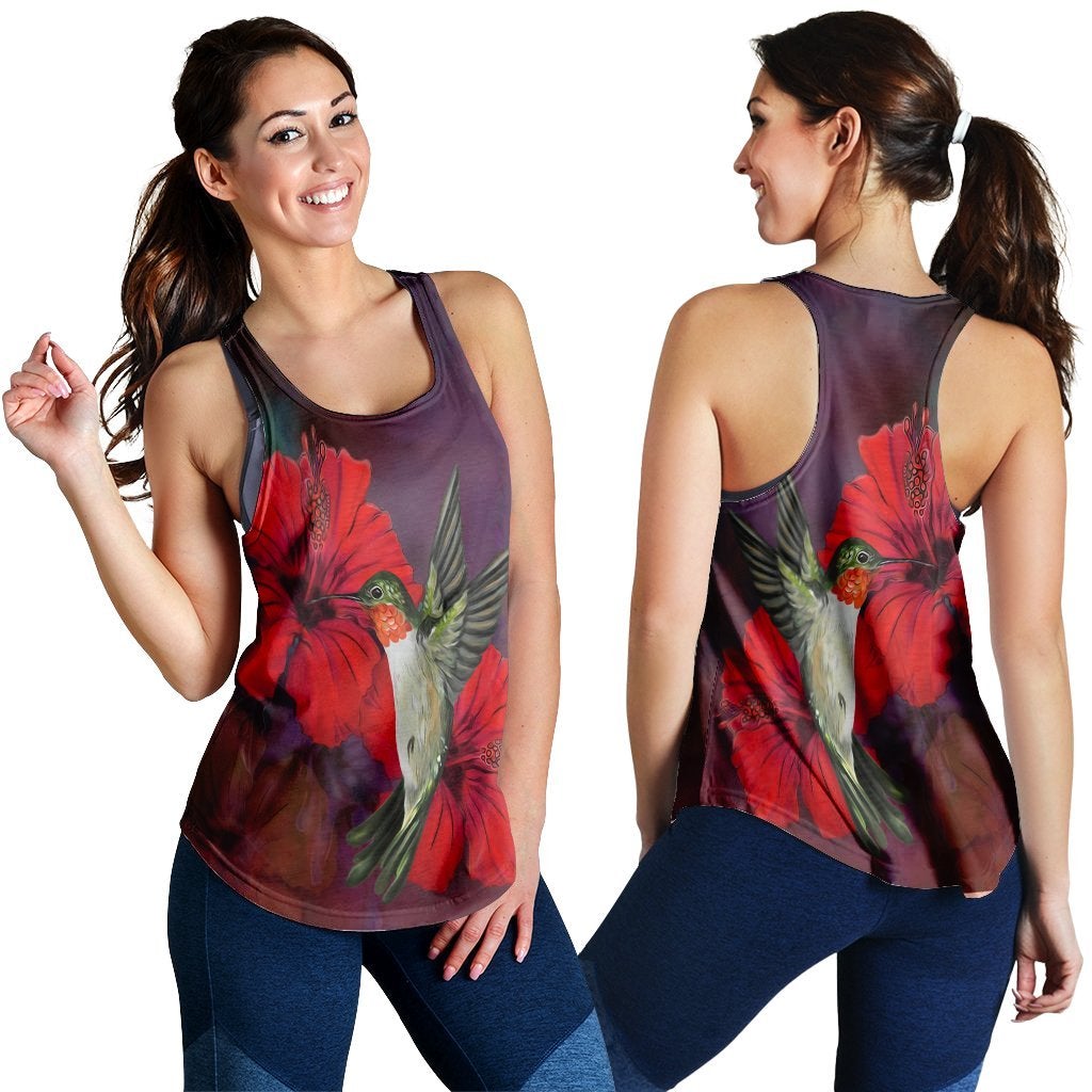 Hawaii Hummingbird And Hibiscus Polynesian Racerback Tank Ha93852