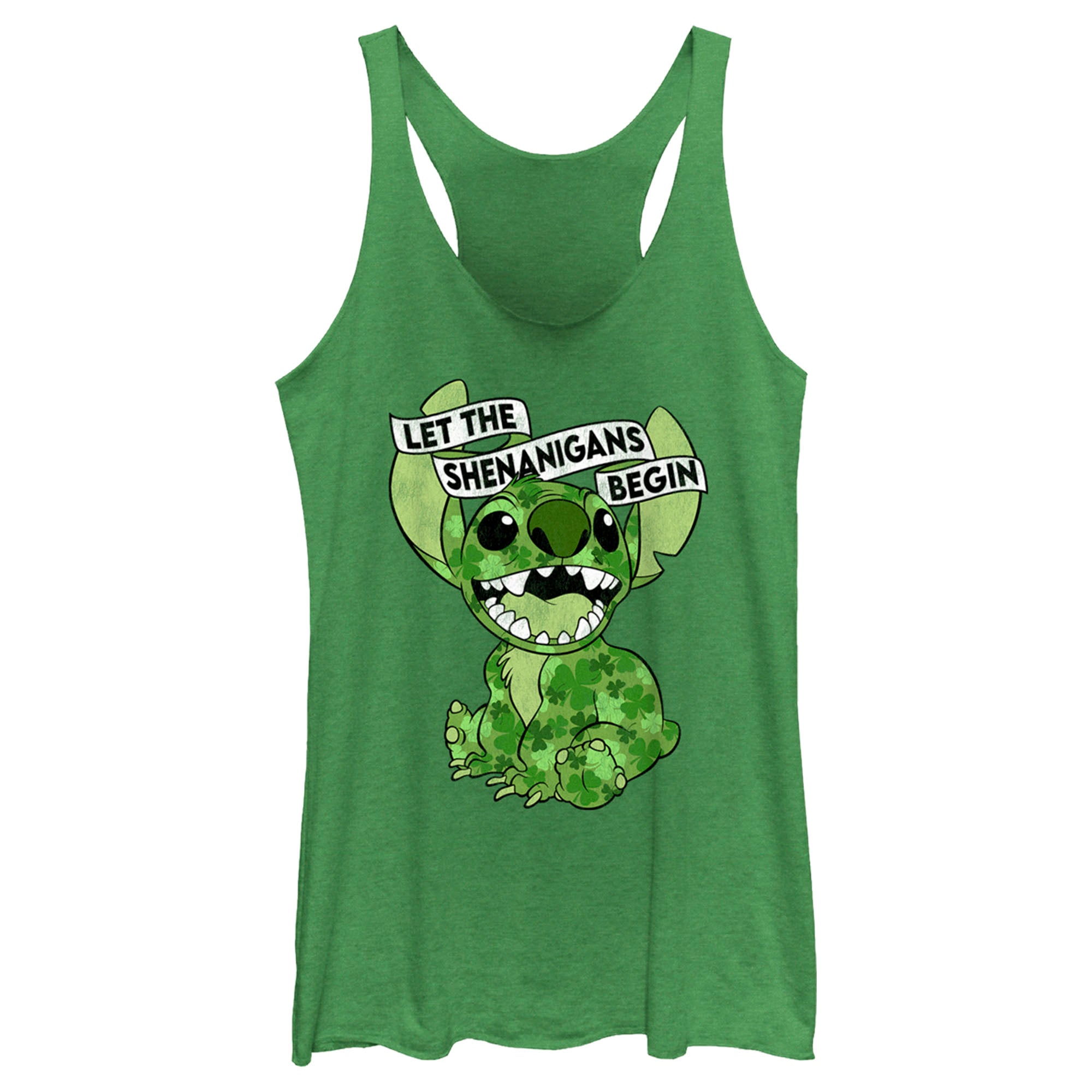 Women’S Lilo & Stitch St. Patrick’S Day Stitch Let The Shenanigans Begin Racerback Tank Top