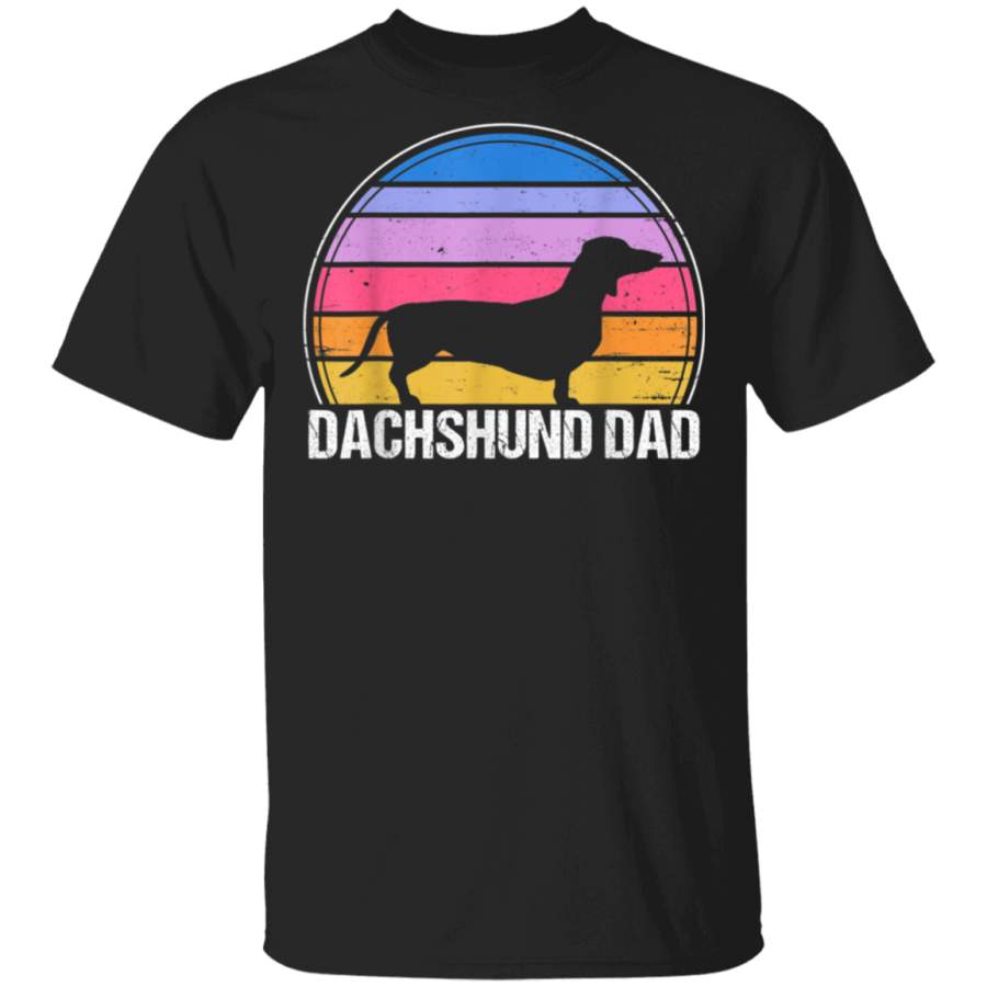 Mens Retro Dachshund Dad Dog Lover Daddy Gift Fathers Day TShirt