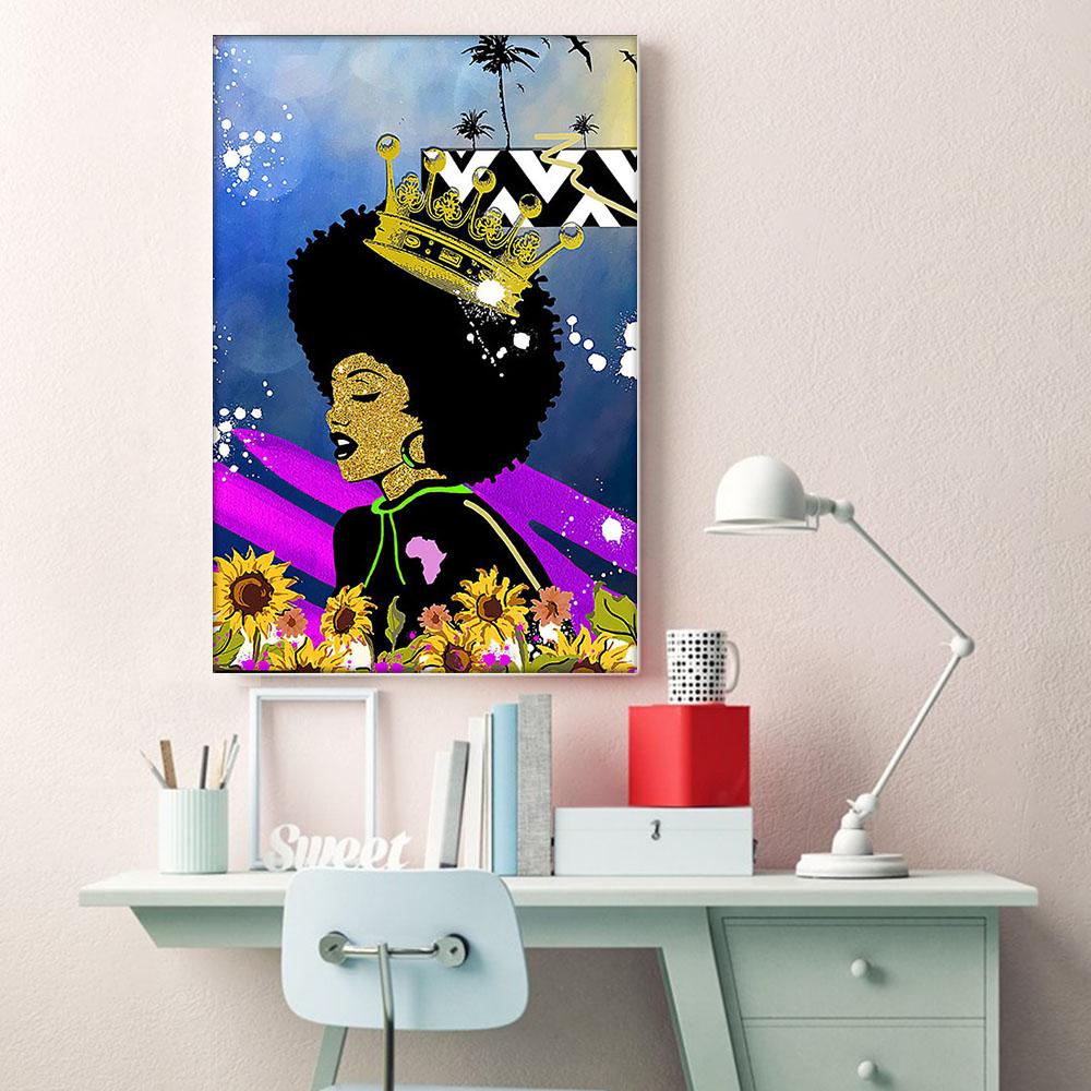 South Africa Canvas Prints Holiday Black Power Poster Black Woman Sign Afro Man Beautiful Canvas Room Decor