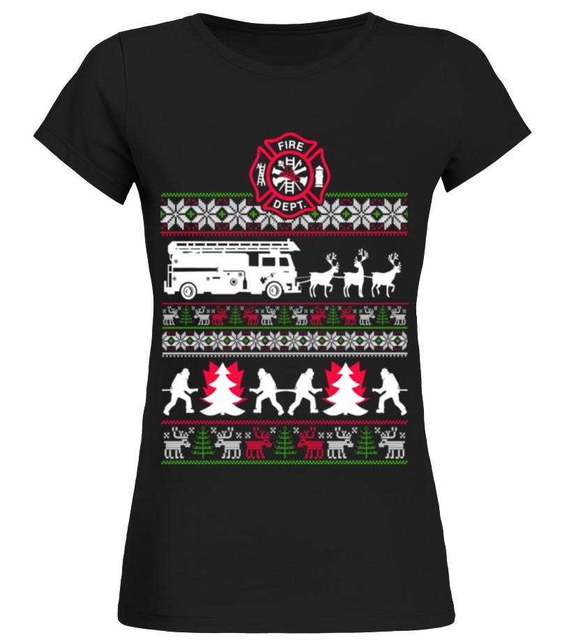 Ugly Christmas Sweater For Firefighter T Shirt Birthday Gift Mug T Shirts C-Kbcrc