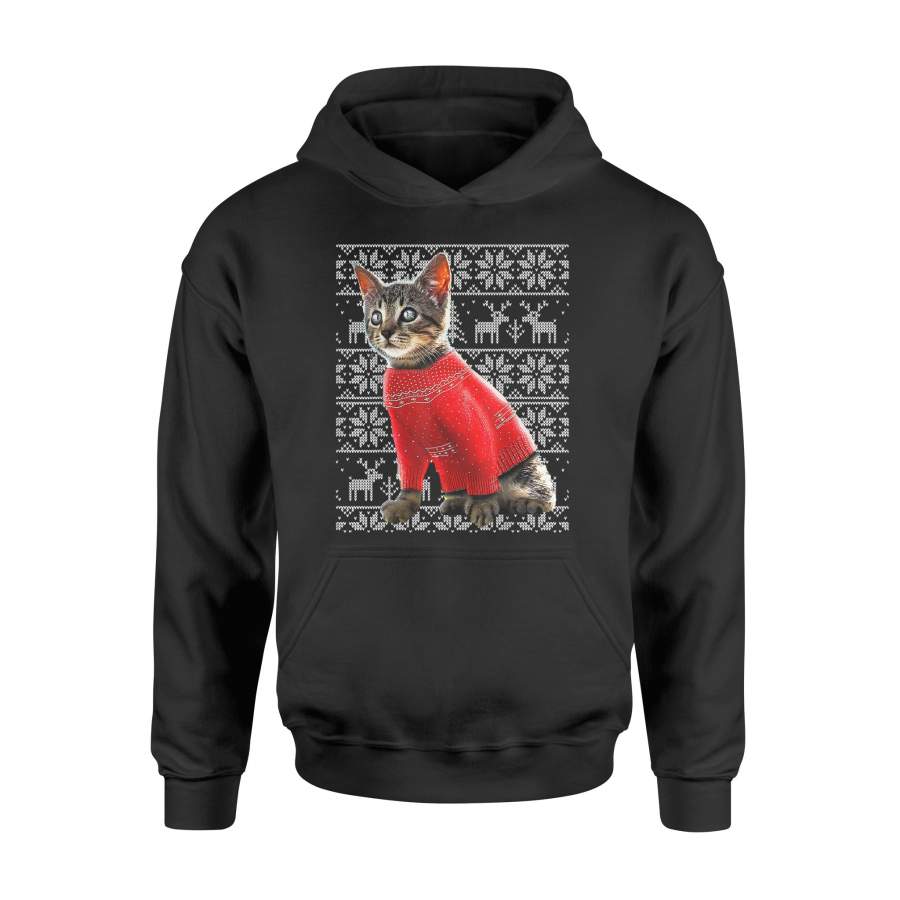 Ugly Christmas Sweater Cat Shirt Christmas Cat Gifts Women – Standard Hoodie