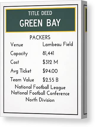 My Green Bay Packers Monopoly Card Joe Hamilton Canvas Print