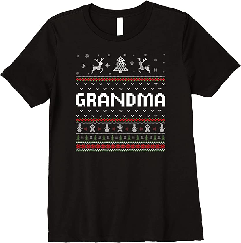 Womens Grandma Ugly Holiday Party Matching Ugly Christmas Sweater Premium T-Shirt