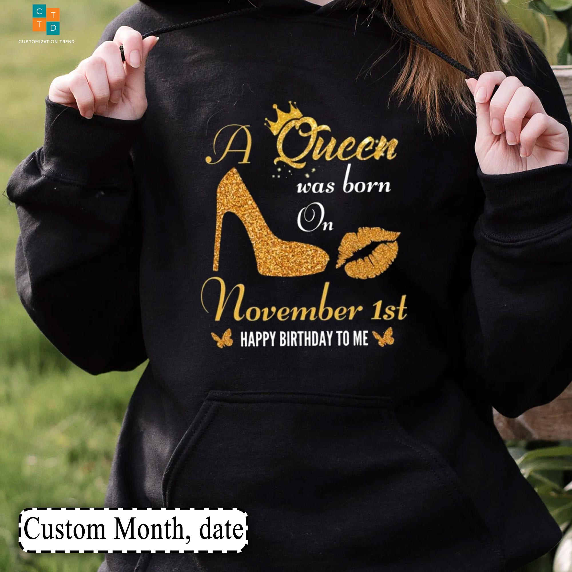 Personalized A Queen Was Born Happy Birthday To Me Shirt, Custom Month Shirt