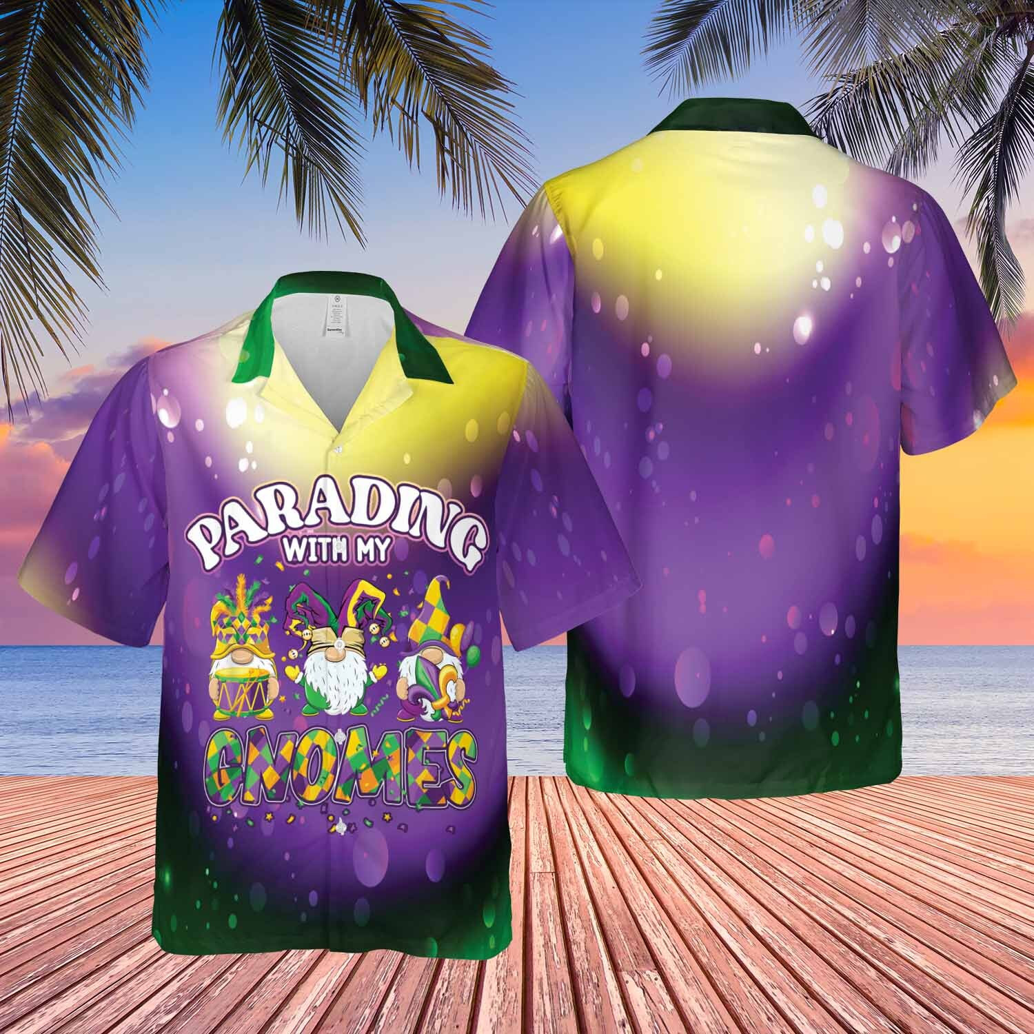 Parading With My Three Gnomes Mardi Gras Hawaiian Shirt Gift For Men Women Ha31298