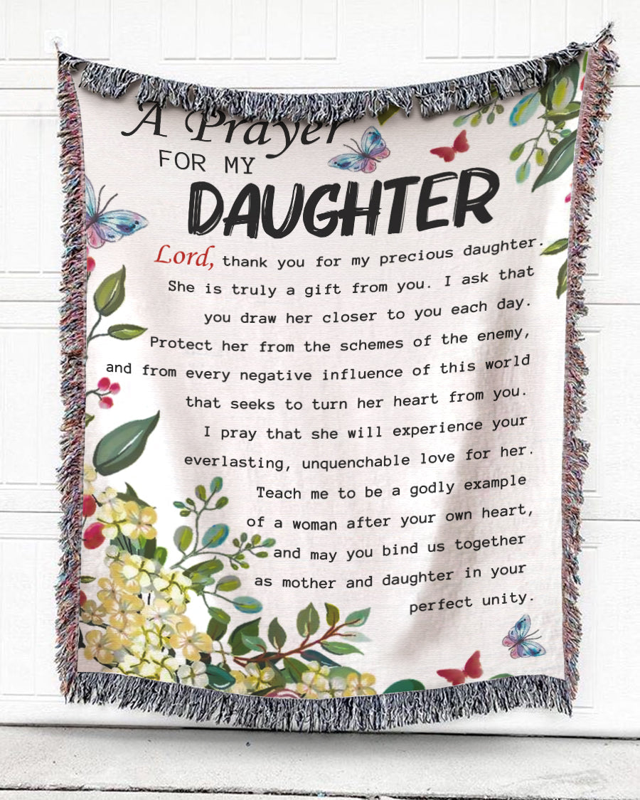 Woven Throw For Daughter Birthday Gift, Prayer For My Daughter, Cotton Blanket