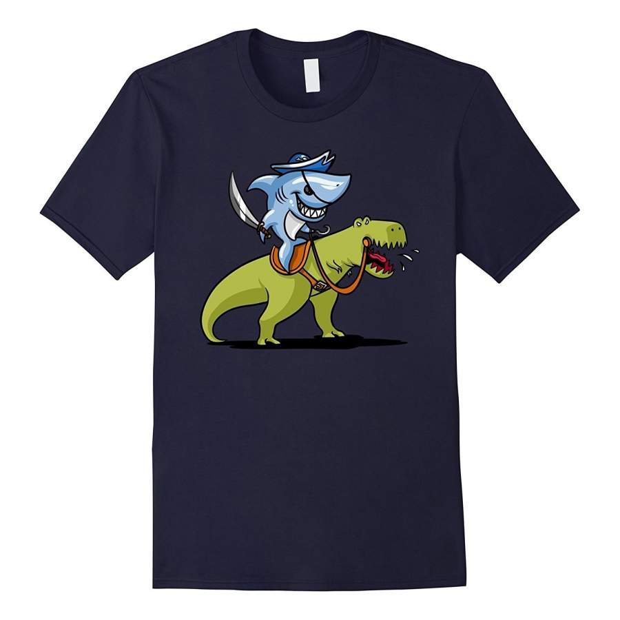 Shark Riding A Dinosaur Funny T Shirts Cheap Fashion Short Sleeved T-Shirt For Men