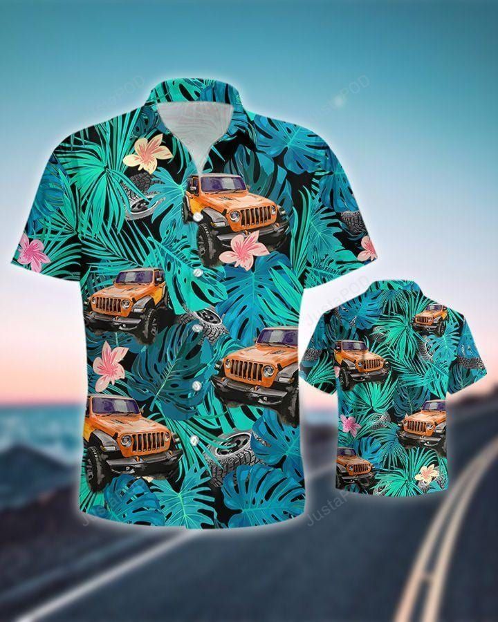 Tropical Jeep Green Unisex Hawaiian Shirts