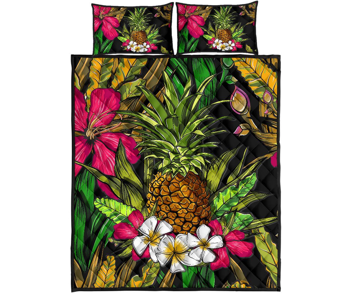 Hawaii Tropical Flowers Pineapple Quilt Bed Set – AH – J5