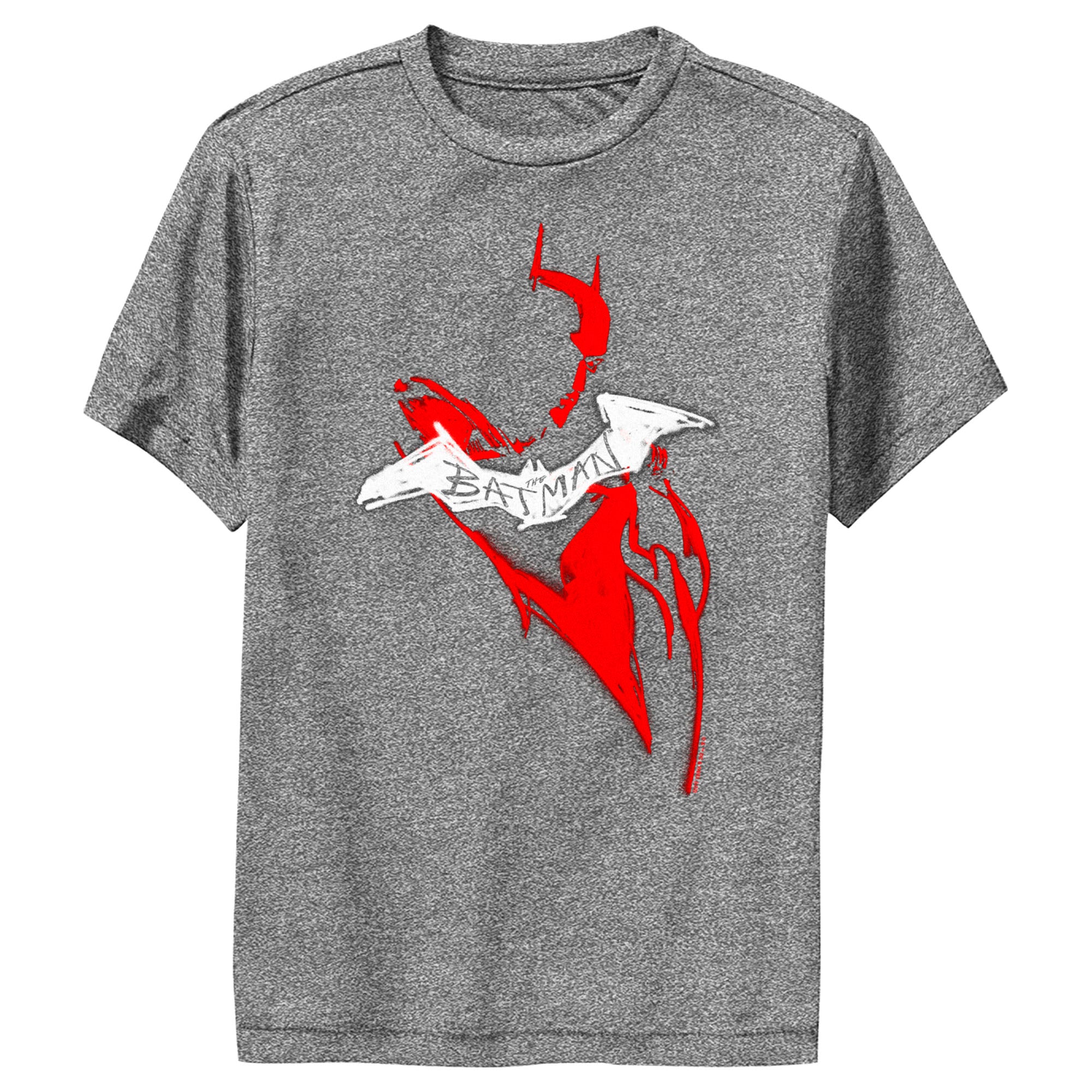 Boy’S The Batman Artistic Red & White Graffiti Performance Tee